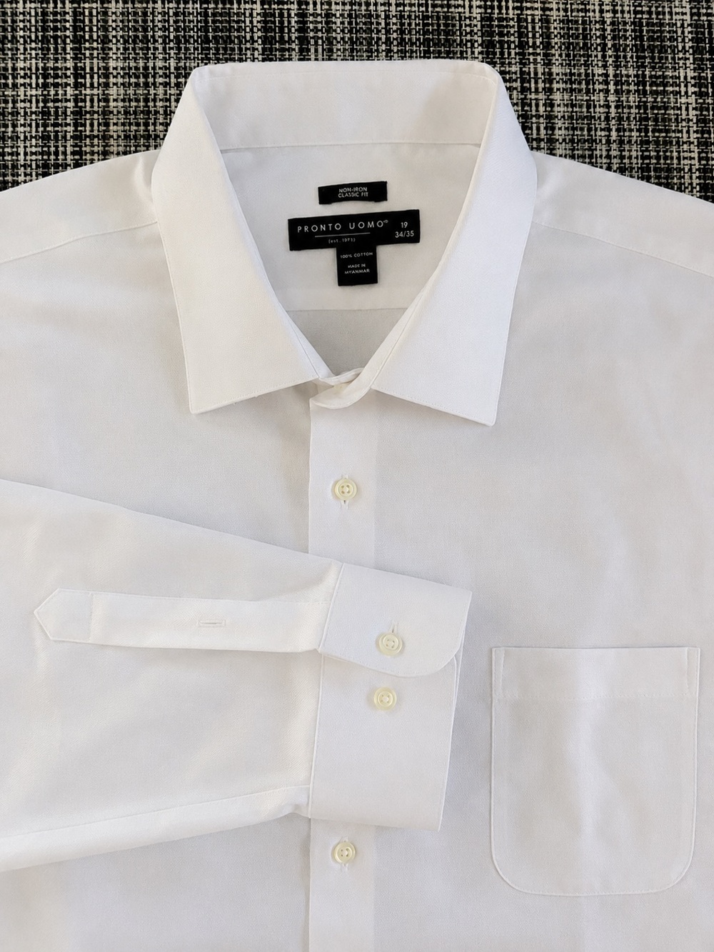 Pronto Uomo Non-Iron Classic Fit White Dress Shirt – Men’s 19 / 34-35